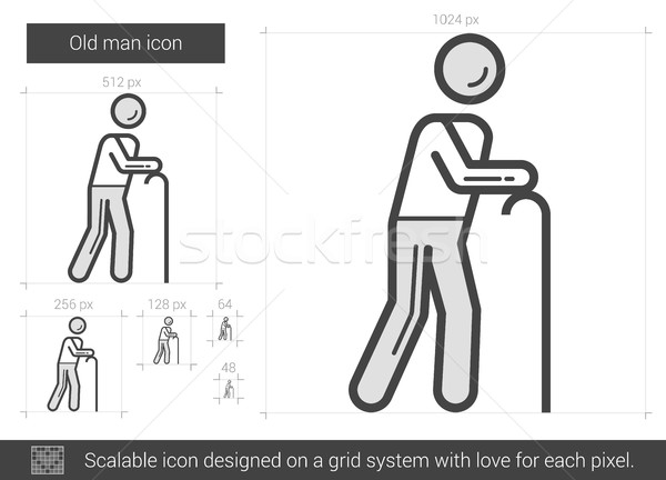 Vieillard ligne icône vecteur isolé blanche [[stock_photo]] © RAStudio