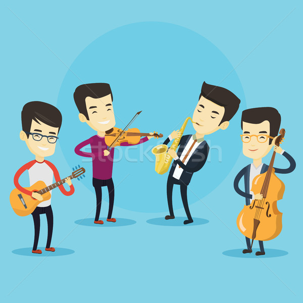 Band of musicians playing on musical instruments. Stock photo © RAStudio