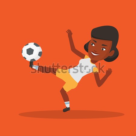 Stock photo: Soccer player kicking ball vector illustration.