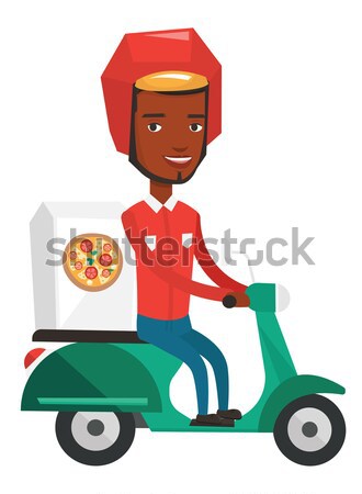 Foto stock: Homem · pizza · jovem · asiático · correio