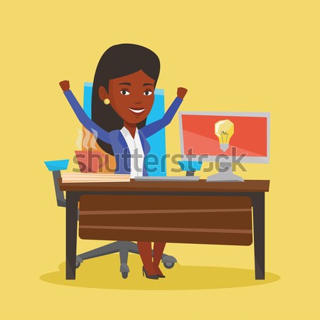 Student raising hand in class for an answer. Stock photo © RAStudio