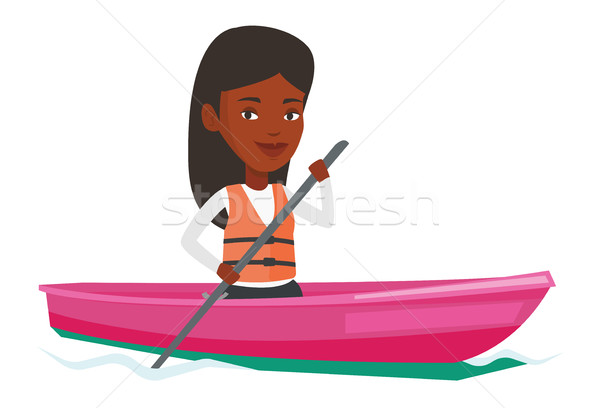 Woman riding in kayak vector illustration. Stock photo © RAStudio
