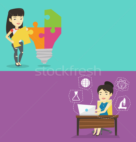 Two educational banners with space for text. Stock photo © RAStudio