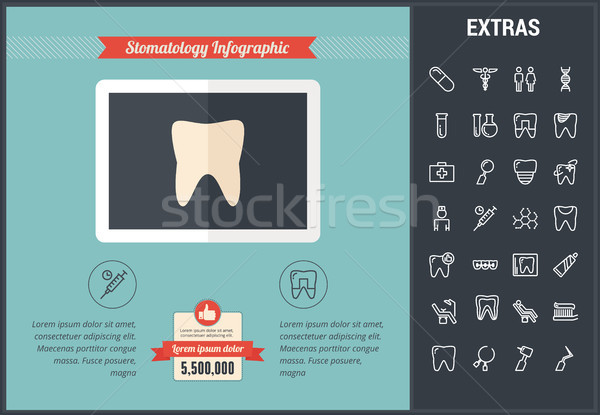 Zdjęcia stock: Stomatologia · szablon · elementy · ikona · line