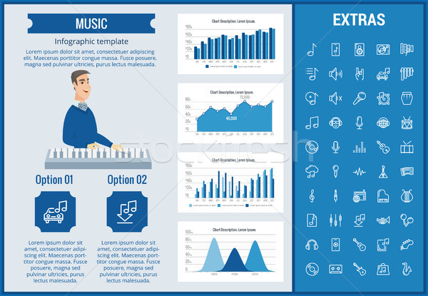 Foto stock: Música · infografía · plantilla · elementos · iconos · personalizable