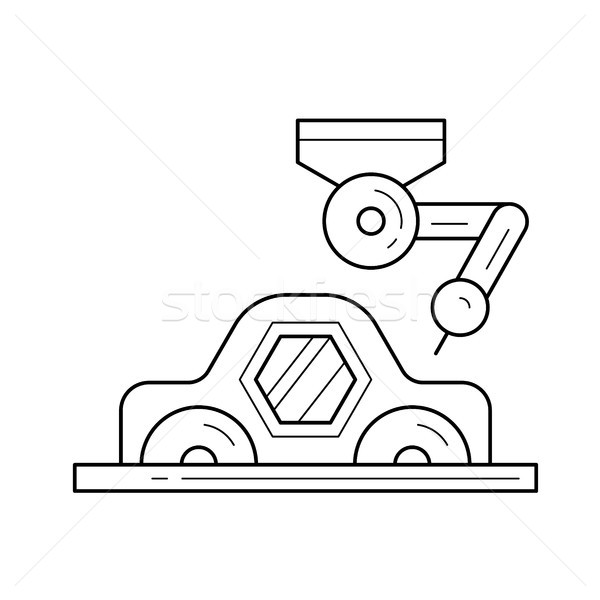 Car assembly with a robotic arm vector line icon. Stock photo © RAStudio