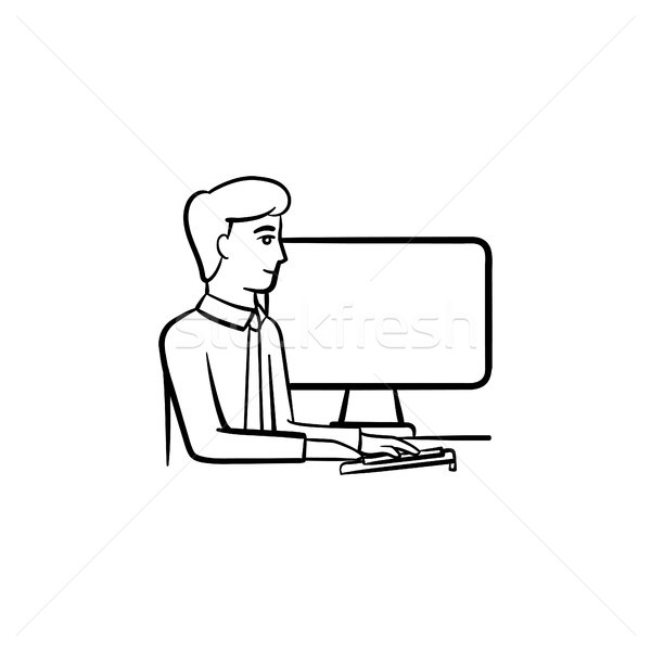 Working guy hand drawn sketch icon. Stock photo © RAStudio