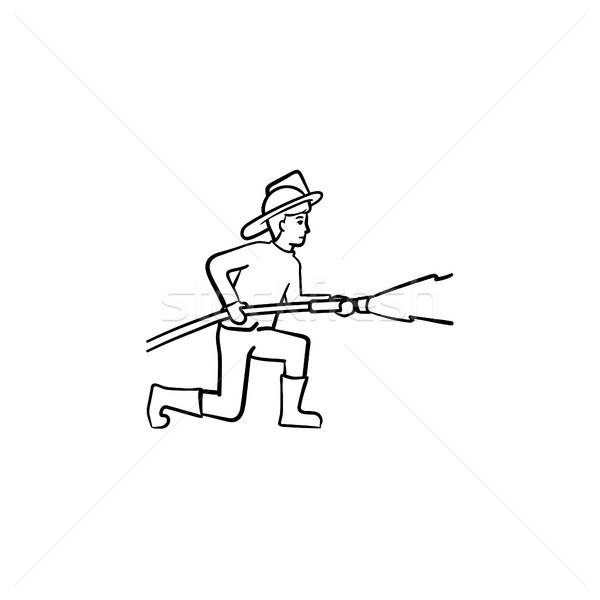 Fireman spraying water hand drawn sketch icon. Stock photo © RAStudio