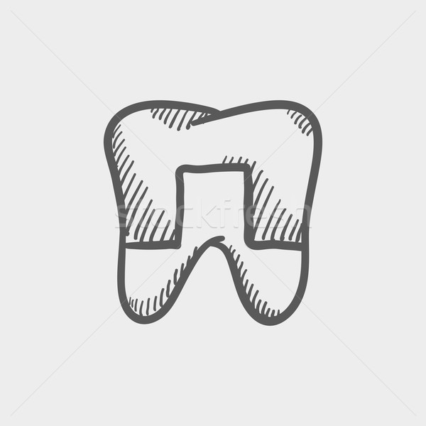 Crowned tooth sketch icon Stock photo © RAStudio