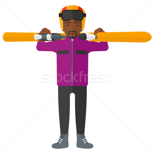 Man holding skis. Stock photo © RAStudio