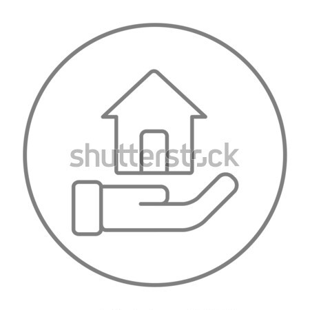 Stockfoto: Huis · verzekering · lijn · icon · web · mobiele