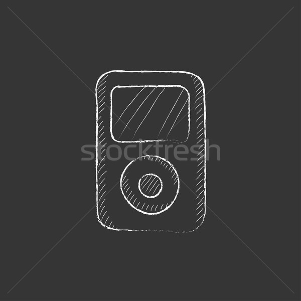 Mp3 lejátszó rajzolt kréta ikon kézzel rajzolt vektor Stock fotó © RAStudio