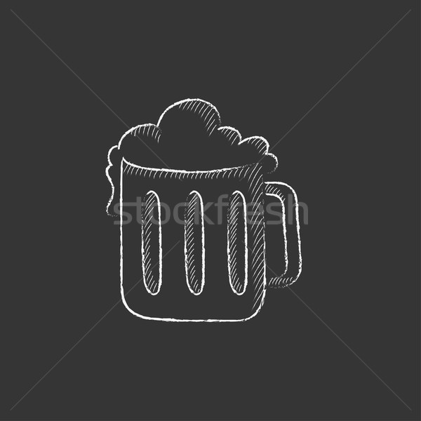 Mug of beer. Drawn in chalk icon. Stock photo © RAStudio