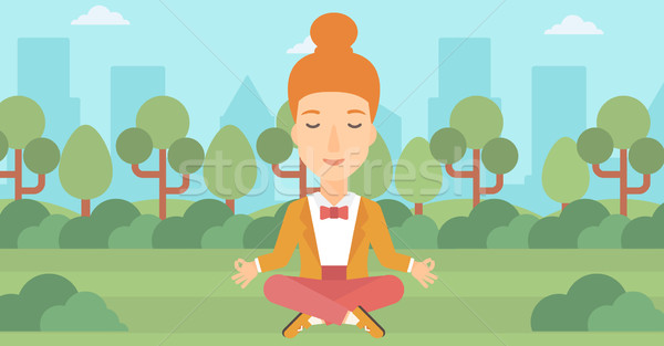 Business woman meditating in lotus pose. Stock photo © RAStudio