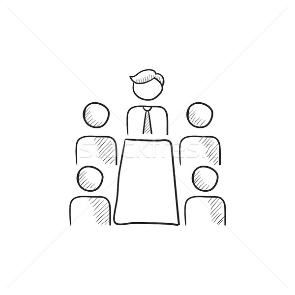 商业照片: 商务会议 · 办公室 · 素描 · 图标 · 向量 · 孤立