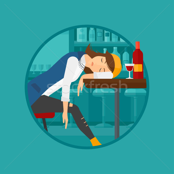Drunk woman sleeping in bar. Stock photo © RAStudio