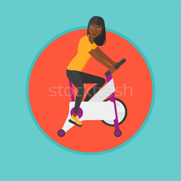 Frau Reiten feststehend Fahrrad african Stock foto © RAStudio