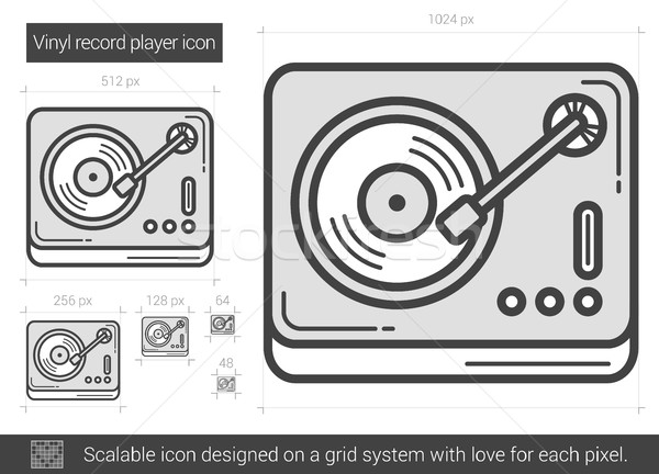 Vinyl platenspeler lijn icon vector geïsoleerd Stockfoto © RAStudio