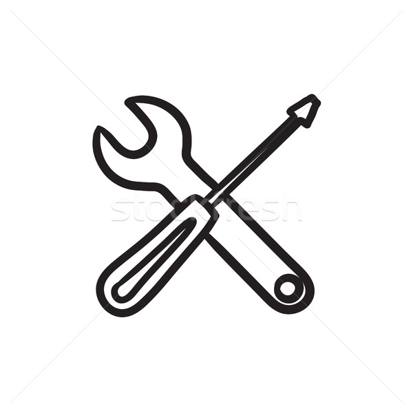 vector on a white background construction tool screwdriver sketch Stock  Vector  Adobe Stock