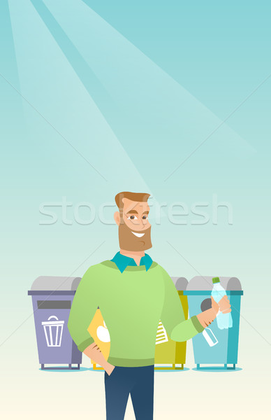 Homme loin plastique bouteille Photo stock © RAStudio