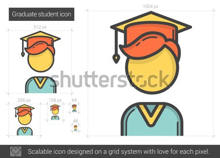 Foto stock: Pós-graduação · estudante · linha · ícone · vetor · isolado