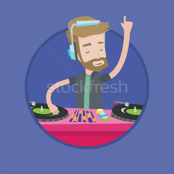 DJ mixing music on turntables vector illustration. Stock photo © RAStudio