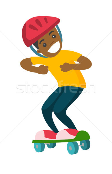 Gelukkig jongen paardrijden skateboard teen skateboarder Stockfoto © RAStudio