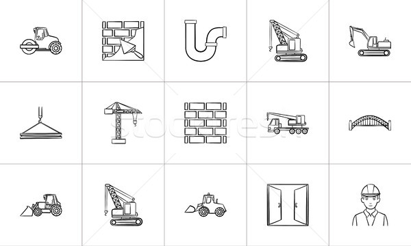 Construction hand drawn sketch icon set. Stock photo © RAStudio