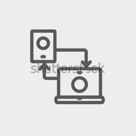 Synchronization smartphone with laptop thin line icon Stock photo © RAStudio