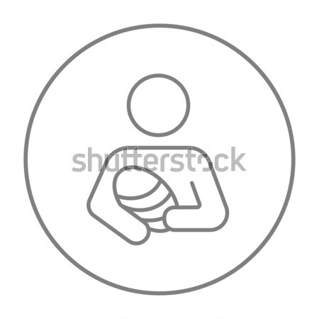 Woman holding baby line icon. Stock photo © RAStudio
