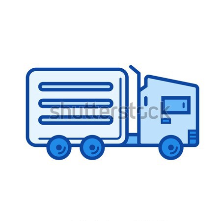 Foto stock: Caminhão · de · entrega · linha · ícone · teia · móvel · infográficos