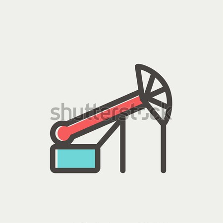 Pump jack oil crane line icon. Stock photo © RAStudio