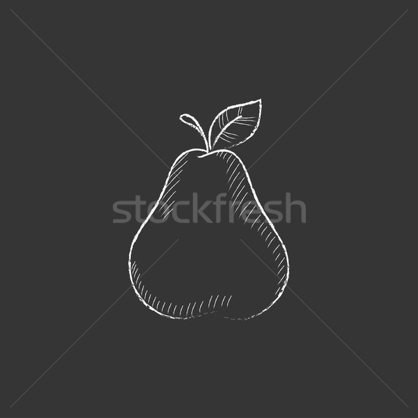 [[stock_photo]]: Poire · craie · icône · dessinés · à · la · main · vecteur