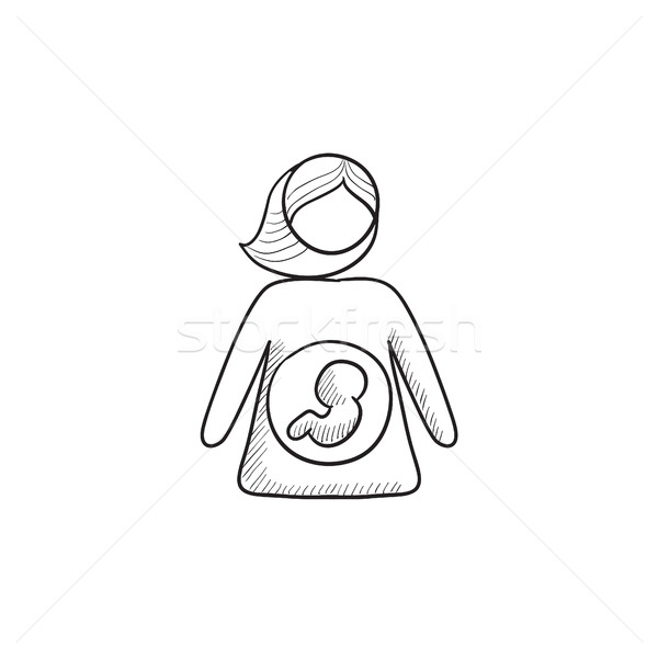 Bebé feto madre útero boceto icono Foto stock © RAStudio