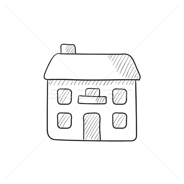 Kettő családi ház rajz ikon vektor izolált Stock fotó © RAStudio