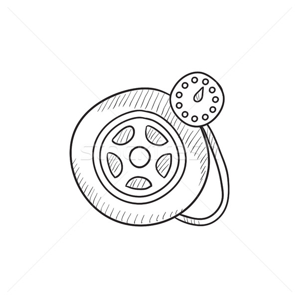 圧力 ゲージ タイヤ スケッチ アイコン ベクトル ストックフォト © RAStudio