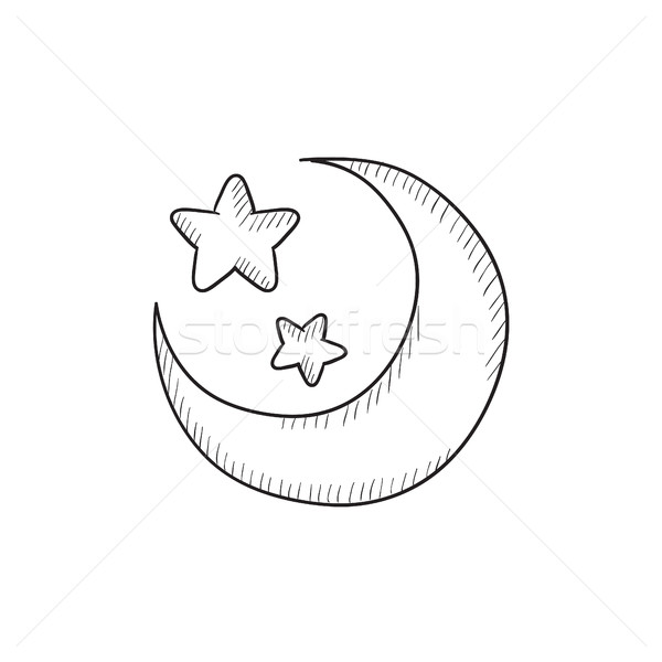 Moon and stars sketch icon. Stock photo © RAStudio