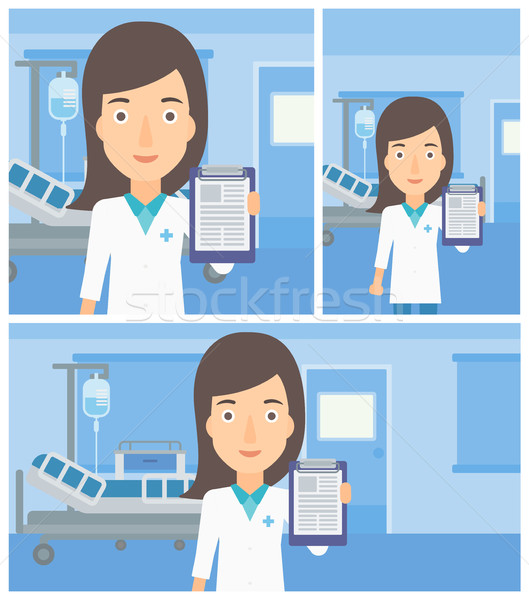 Foto stock: Médico · clipboard · mri · máquina · feminino