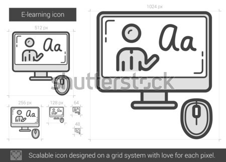 E-learning line icon. Stock photo © RAStudio