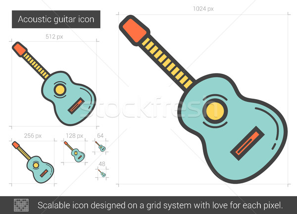 Guitare acoustique ligne icône vecteur isolé blanche Photo stock © RAStudio
