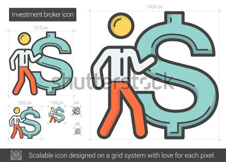 Beruházás bróker vonal ikon vektor izolált Stock fotó © RAStudio