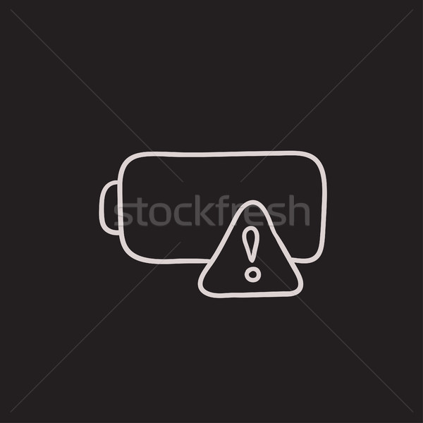 Stockfoto: Lege · batterij · schets · icon · vector · geïsoleerd