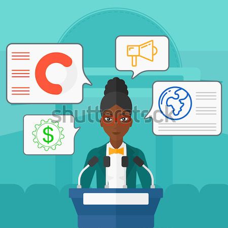 Female speaker on the podium vector illustration. Stock photo © RAStudio