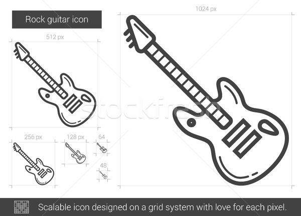 Stockfoto: Rock · gitaar · lijn · icon · vector · geïsoleerd