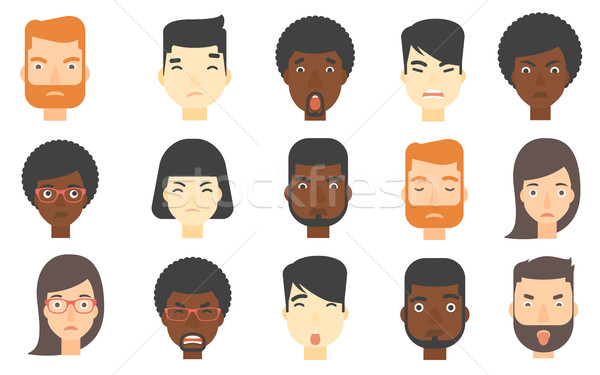 Set of human faces expressing negative emotions. Stock photo © RAStudio