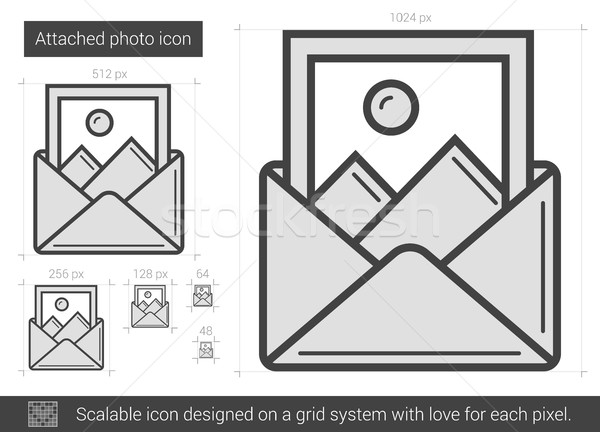Bağlı fotoğraf hat ikon vektör yalıtılmış Stok fotoğraf © RAStudio