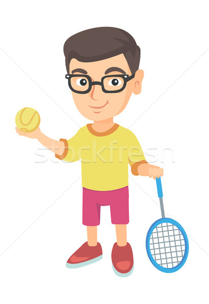 Caucasian tennis player holding racket and ball. Stock photo © RAStudio