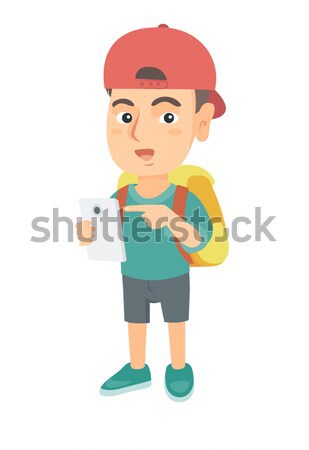 Pupil holding a sheet with the highest mark. Stock photo © RAStudio