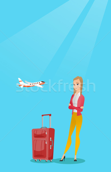 Caucasian woman suffering from fear of flying. Stock photo © RAStudio