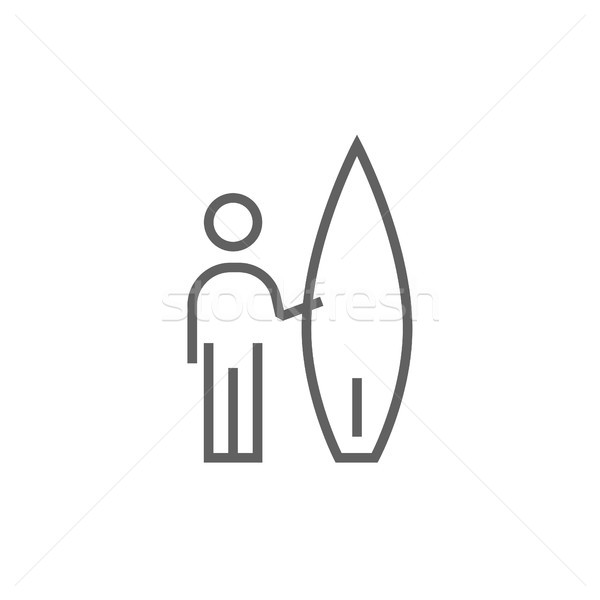 Stock photo: Man with surfboard line icon.